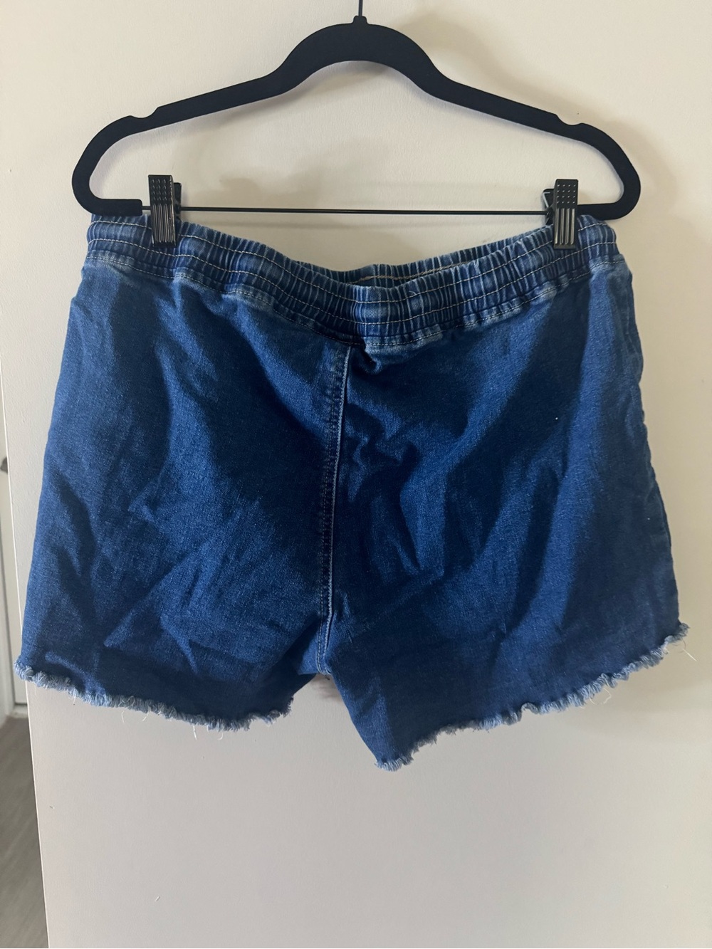 Women’s Denim Drawstring Pull On Shorts Blue Frayed Hem Casual | XL - Picture 6 of 6